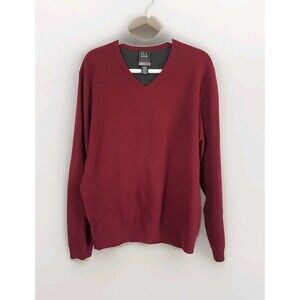 Jos A Bank Traveler Mens V Neck Merino Wool Long Sleeve Sweater Red Size XL